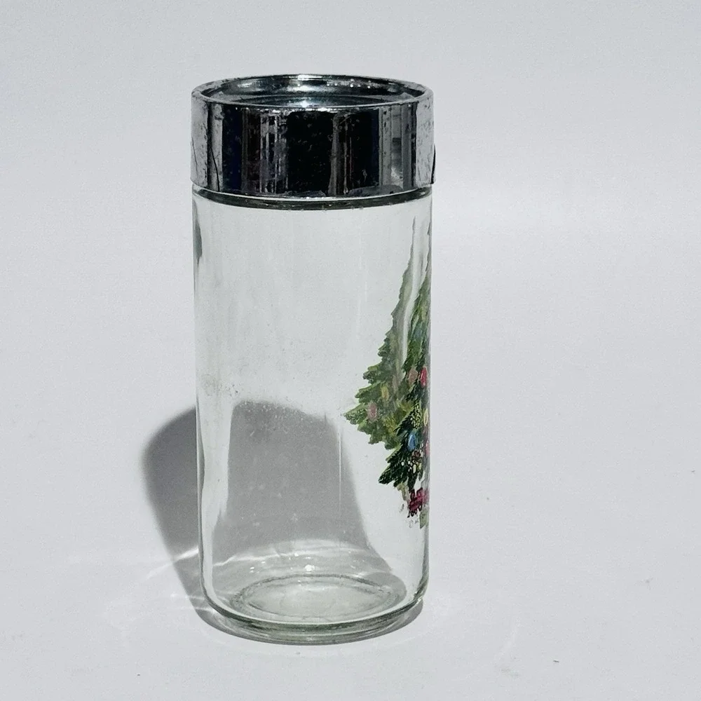 Vintage Carlton Christmas Tree Shaker w Silver Plastic Lid Replacement Read‎